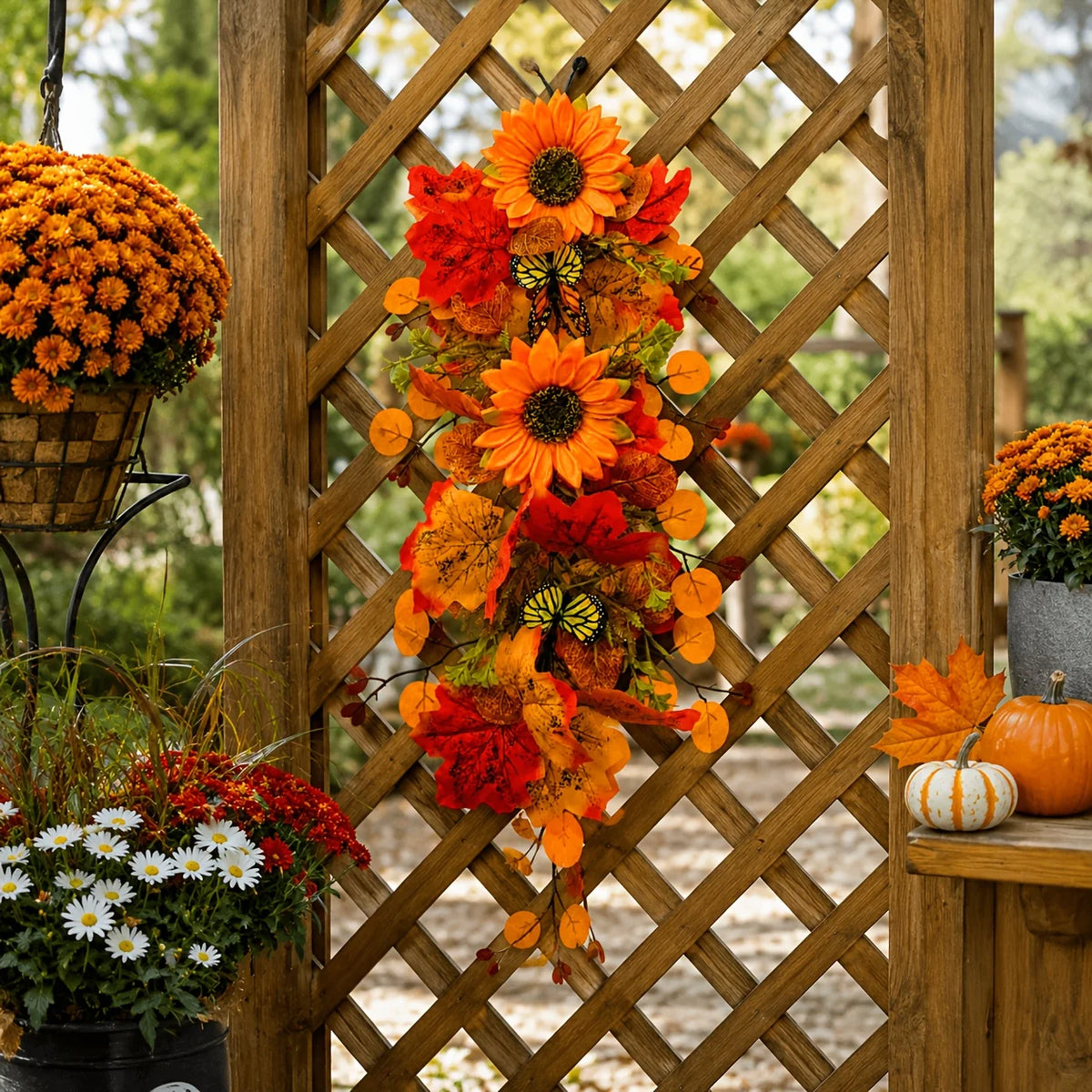 Autumn Sunflower and Maple Wreath, 2 Pack