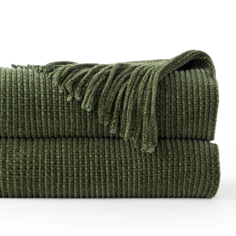 Chenille Knit Plaid Throw Blanket