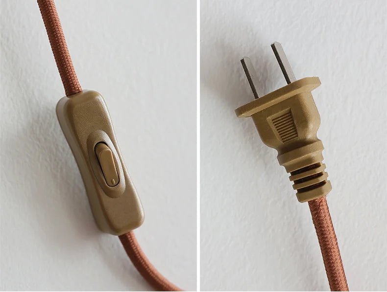 IWHD Walnut Ash Wood Canopy LED Wall Light Fixtures Pull Chain Switch Copper Arm Left Right Rotate Bedroom Beside Lamp Sconce