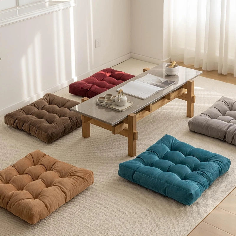 Corduroy Tufted Square Floor Cushion