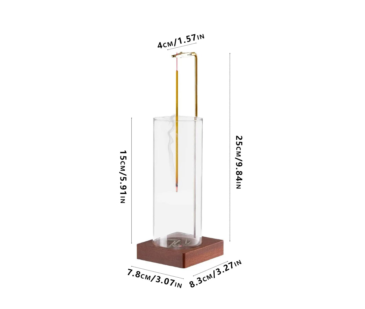 Incense Stick Holder with Removable Glass Ash Catcher