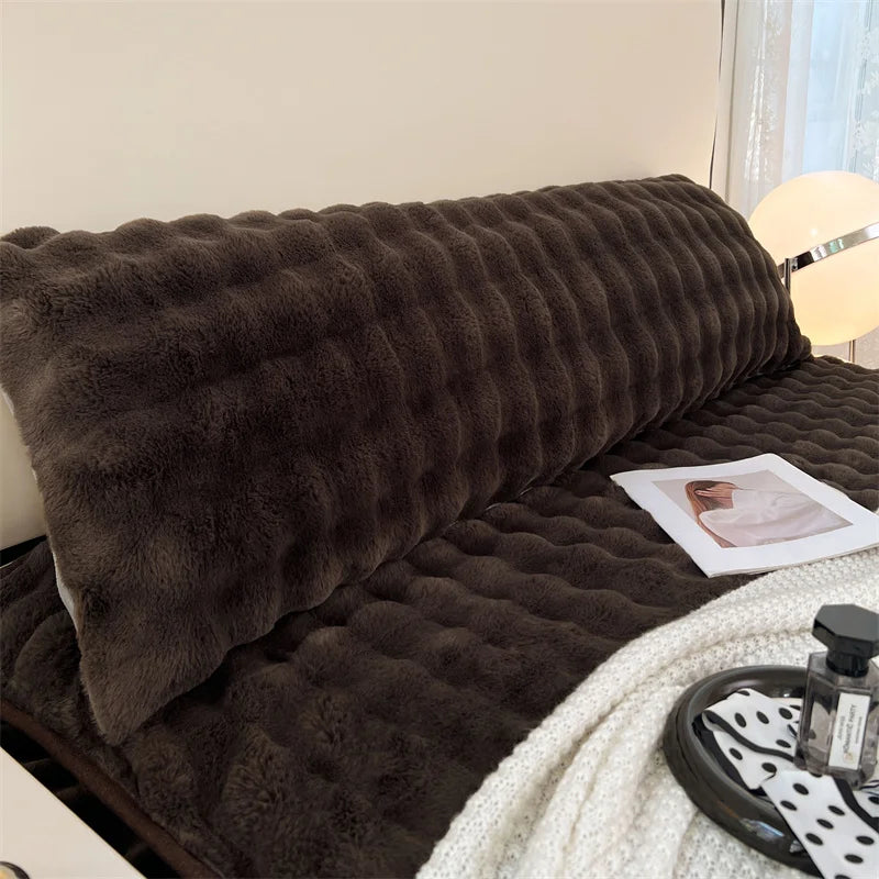 Solid Color Plush Long Pillowcase Cushion Cover