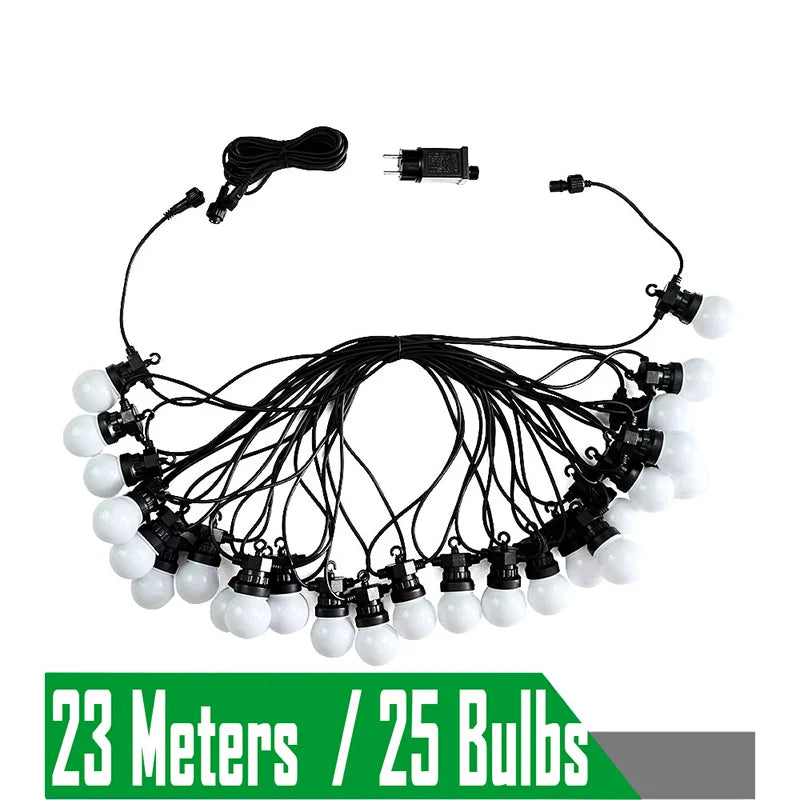 Outdoor Camp Lights Bulbs 23M G50 Waterproof Garland String LED Fairy Lights Tent Decoration Christmas Party Wedding ornament