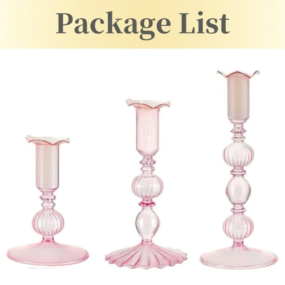 Wavy Glass Taper Candle Holders