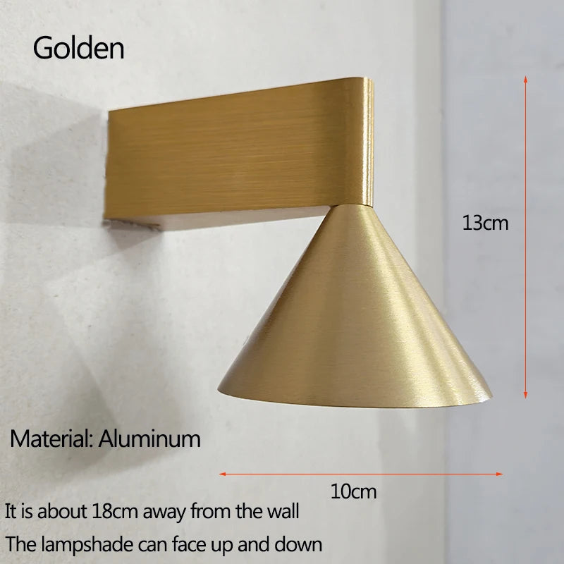 Minimalist Aluminum Cone Bedside Wall Lamp