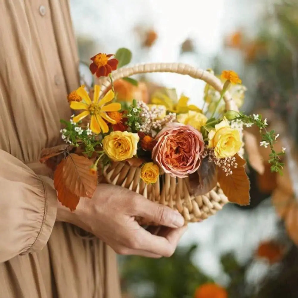 Half Moon Woven Wicker Basket with Handle