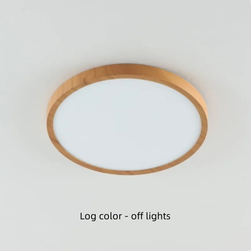 Modern LED Ceiling Light Circular Ultrathin Wood Grain Walnut