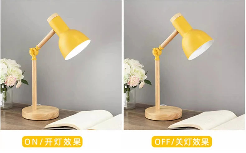 Nordic Wooden Turn Head Table Lamp