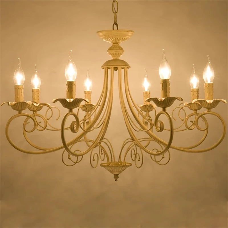 Classic Europe Wrought Iron Chandeliers E14 Candle Light Vintage Black