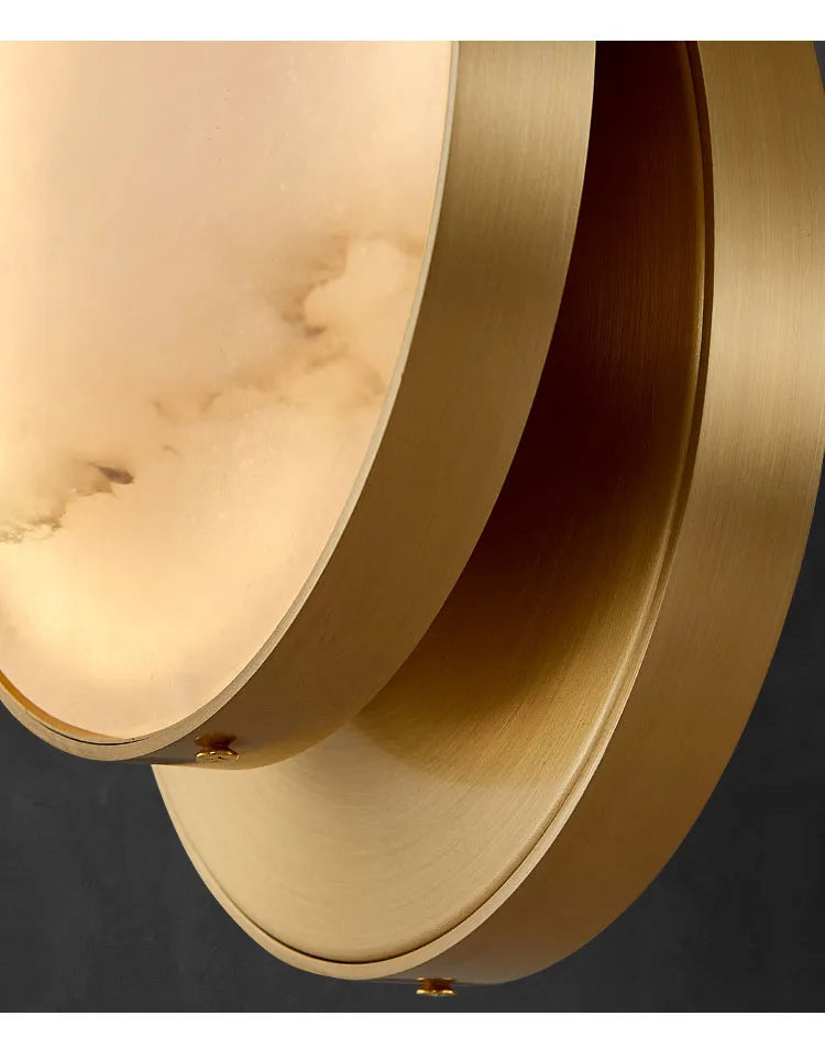 Round Marble and Copper Wall Lamp