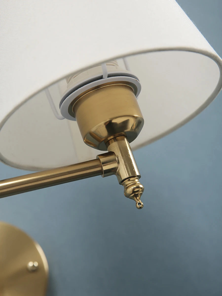 LED American Wall Lamp Folding Swing Arm Fabric wall light Bedroom Bedside Living Room Study StairwayMirror front wall lamp