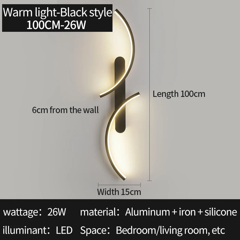 Curved Arc LED Bedside Wall Light