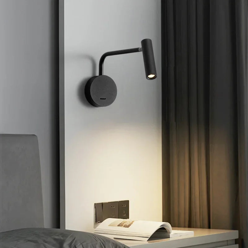 Modern Swing Arm Reading Wall Lamp Hotel Rooms Lamp 3W LED Adjustable