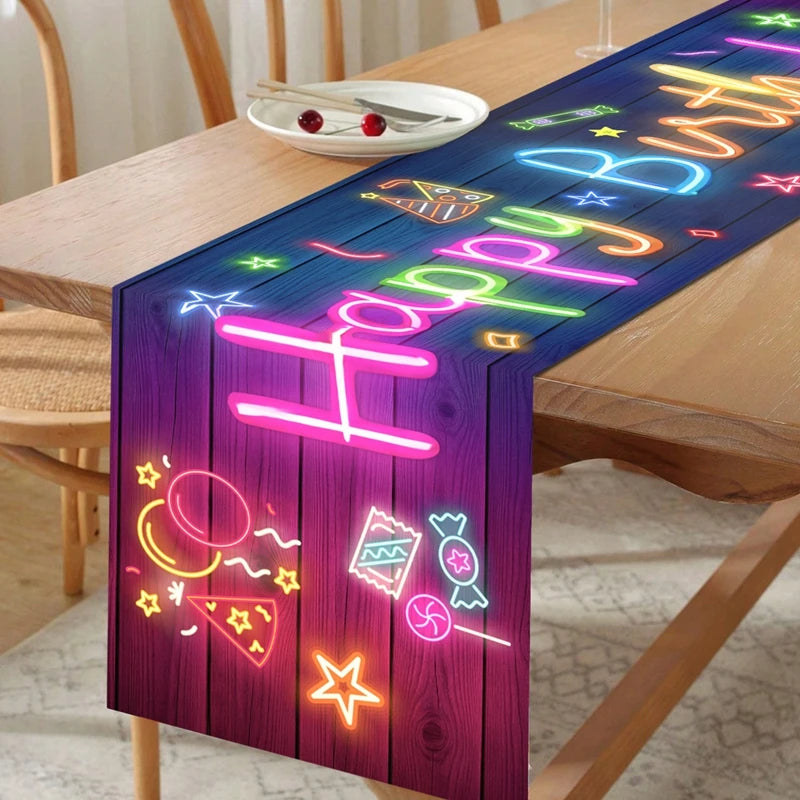 Neon Birthday Party Table Runner
