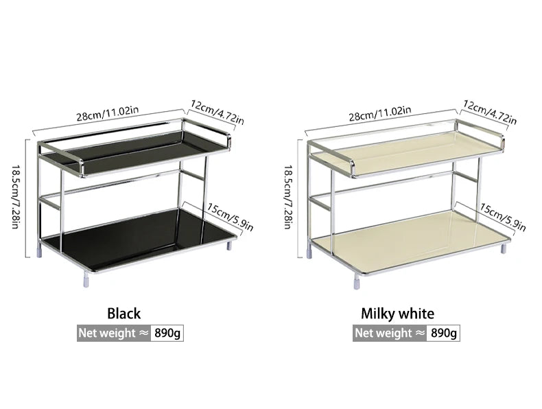 Metal Desktop Layered Storage Rack, Double-Layer Desk Organizer, Water Cup and Coffee Cup Storage Rack, Bathroom Cosmetics Organizer, Suitable for Living Room, Entryway, Kitchen, and Bathroom