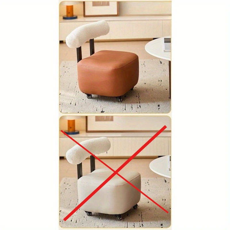 Solid Wood Shoe Changing Stool with Backrest