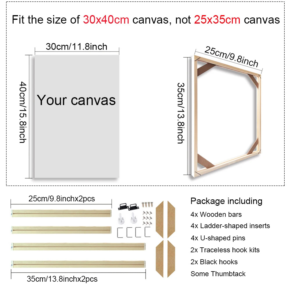 24 Sizes Large Wall Canvas Frame Wooden Frames Wooden