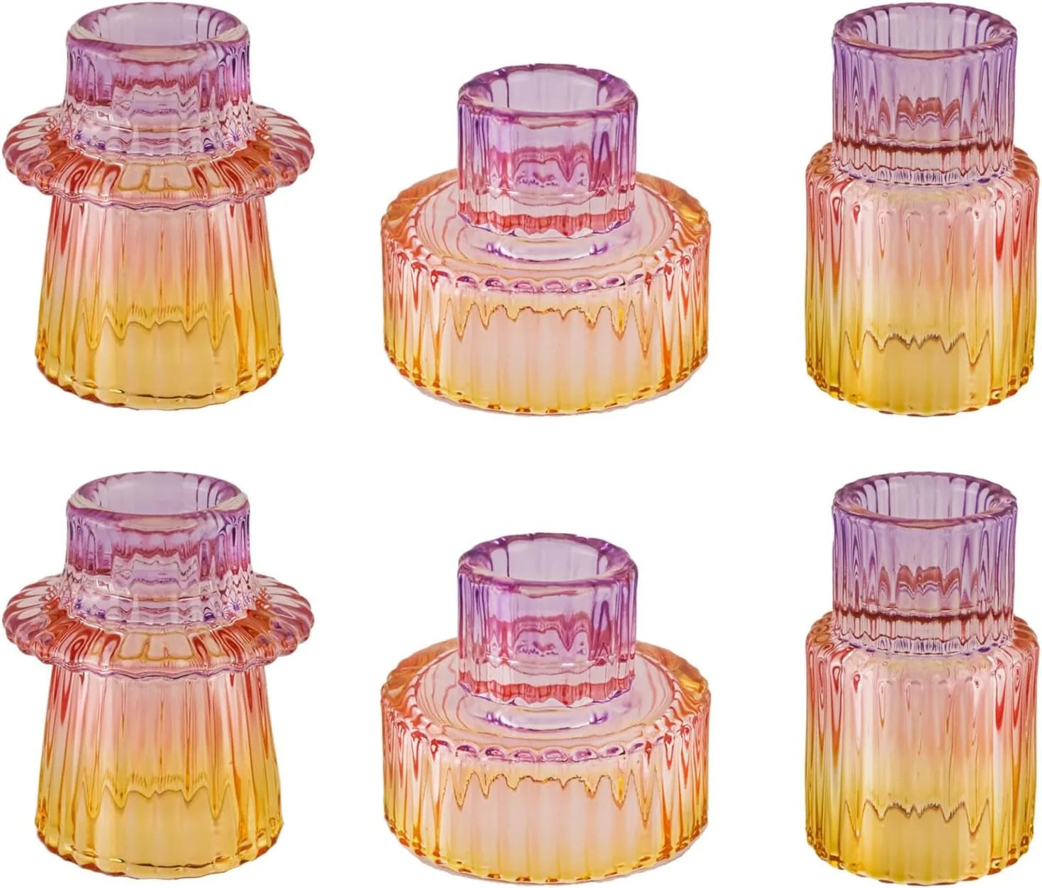 Ribbed Glass Taper Candle Holders