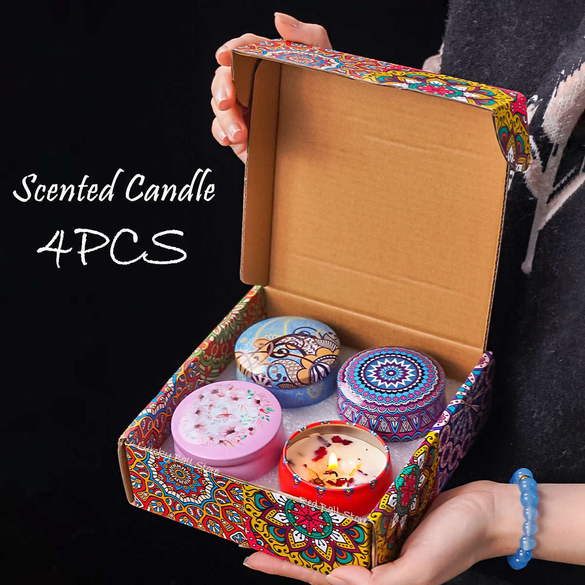 4Pcs/Box Scented Long Lasting Smokeless Fragrance Candle Jar Soy