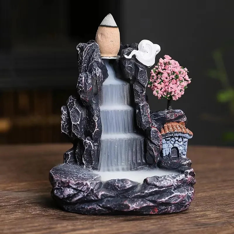 Waterfall Backflow Incense Burner with Cones