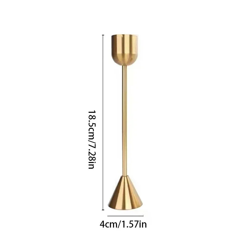 Gold Metal Taper Candlestick Set