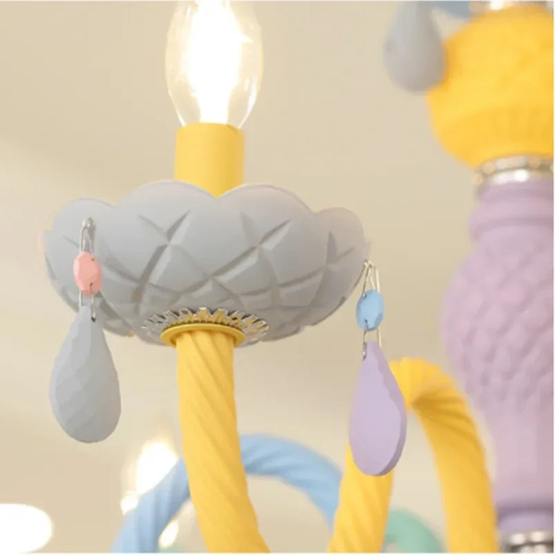 European Children Rainbow Chandelier Designer Macarone Lights Led