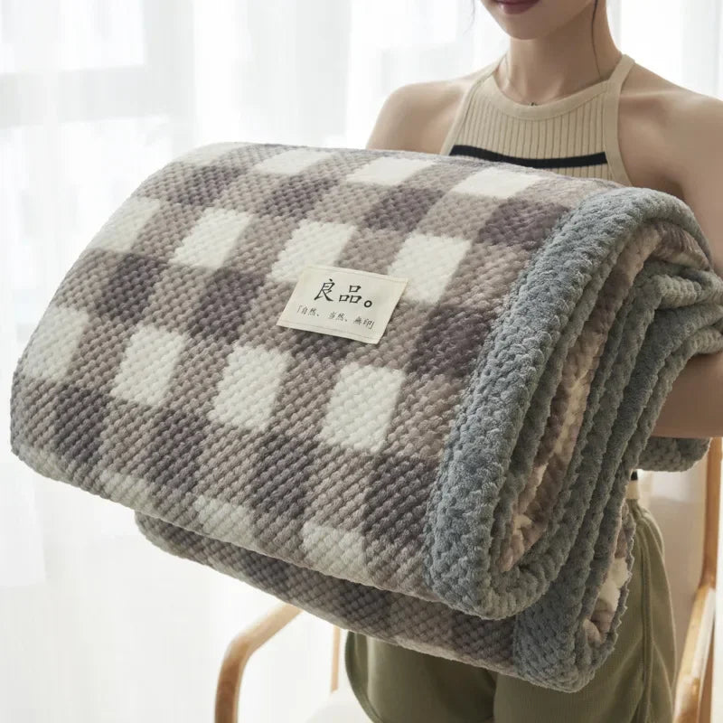 Knit Blanket Throw Soft Chenille Yarn Knitted Blanket Machine