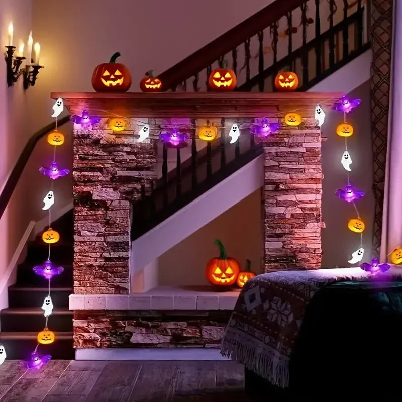 Pumpkin Bat Ghost LED String Lights