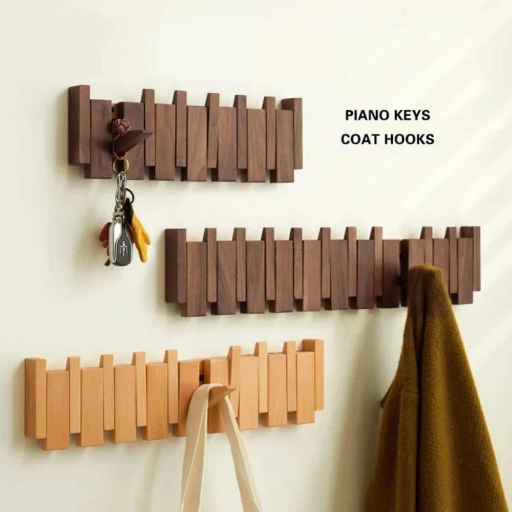 Wooden Wall Coat Rack with 8 Hooks