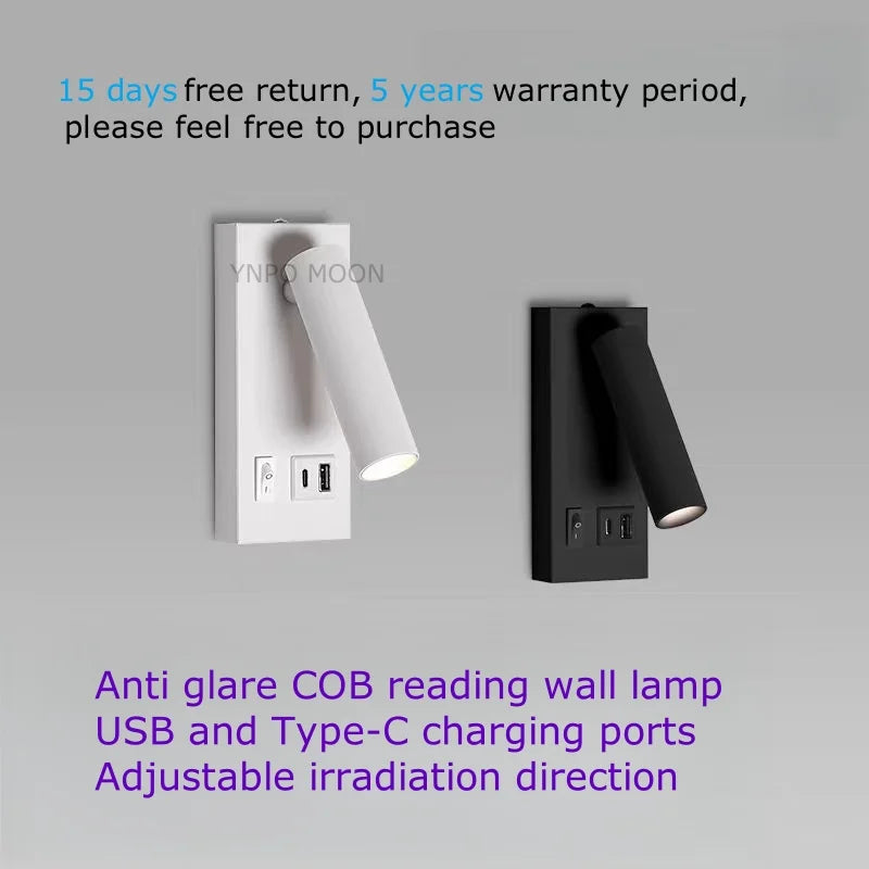 Rotating Type C Reading Wall Light
