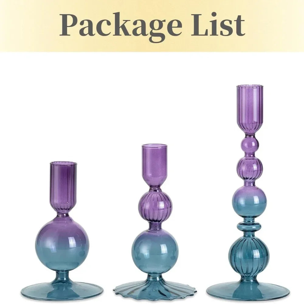 Wavy Glass Taper Candle Holders