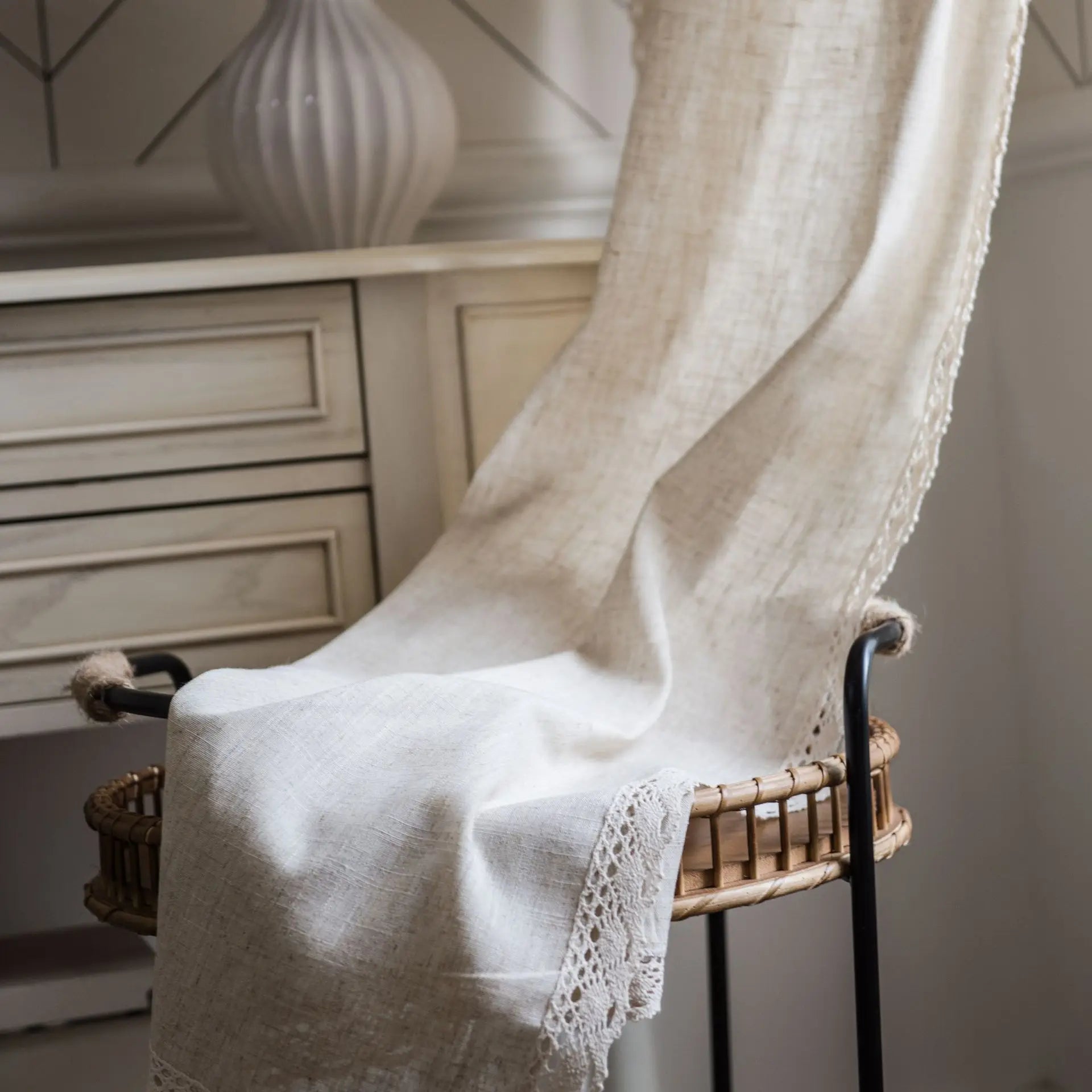 Boho Linen Tassel Curtain Panel