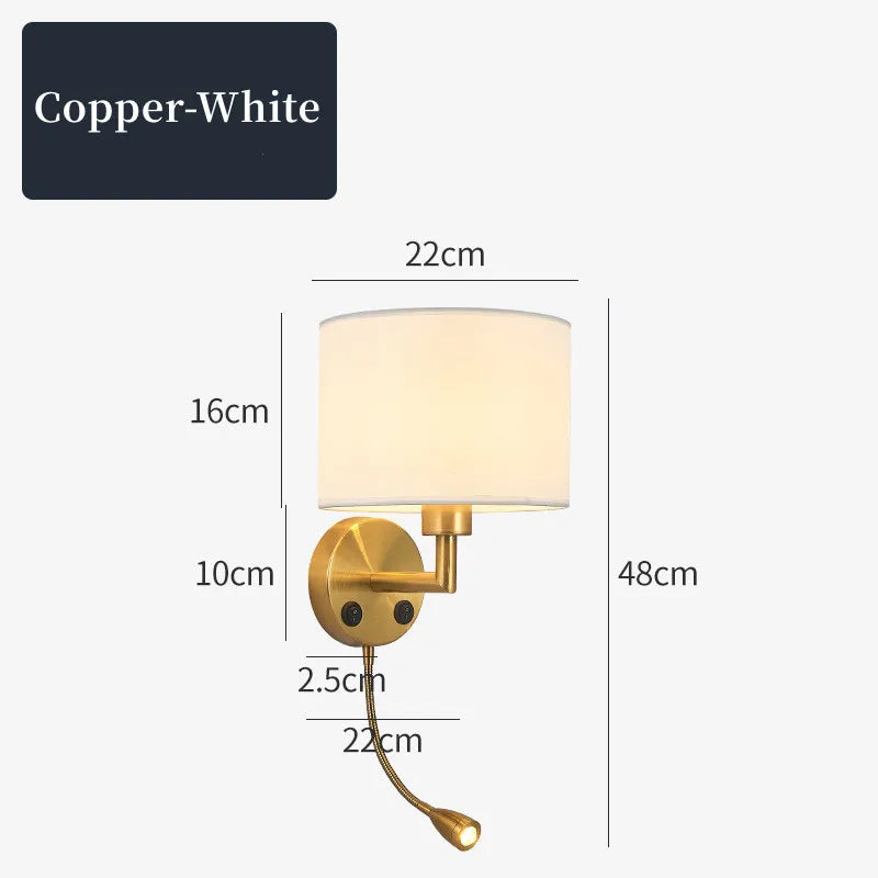 Fabric Shade Wall Lamp With Reading Light