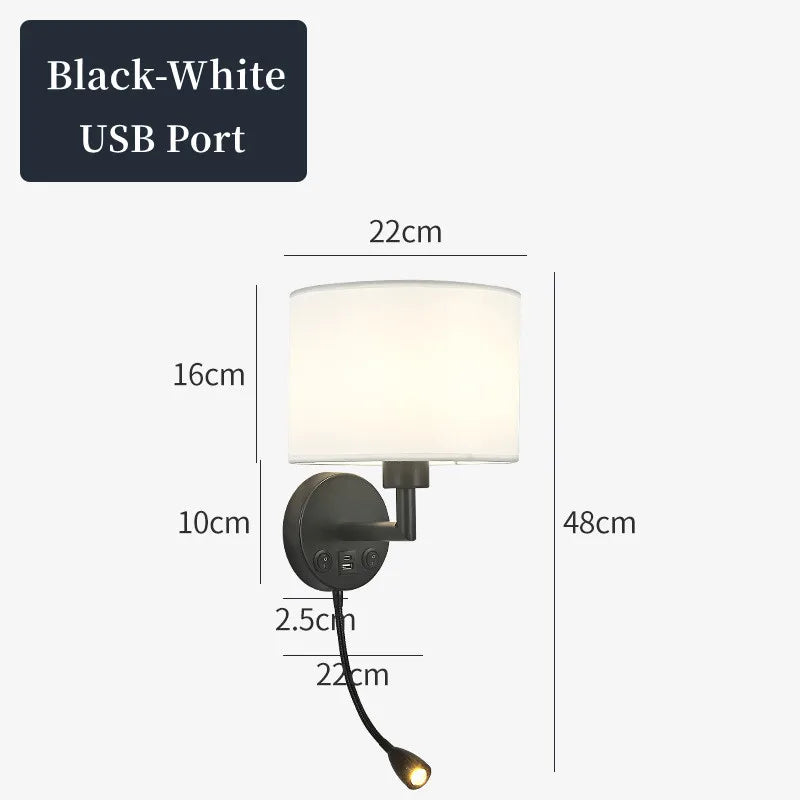 Fabric Shade Wall Lamp With Reading Light