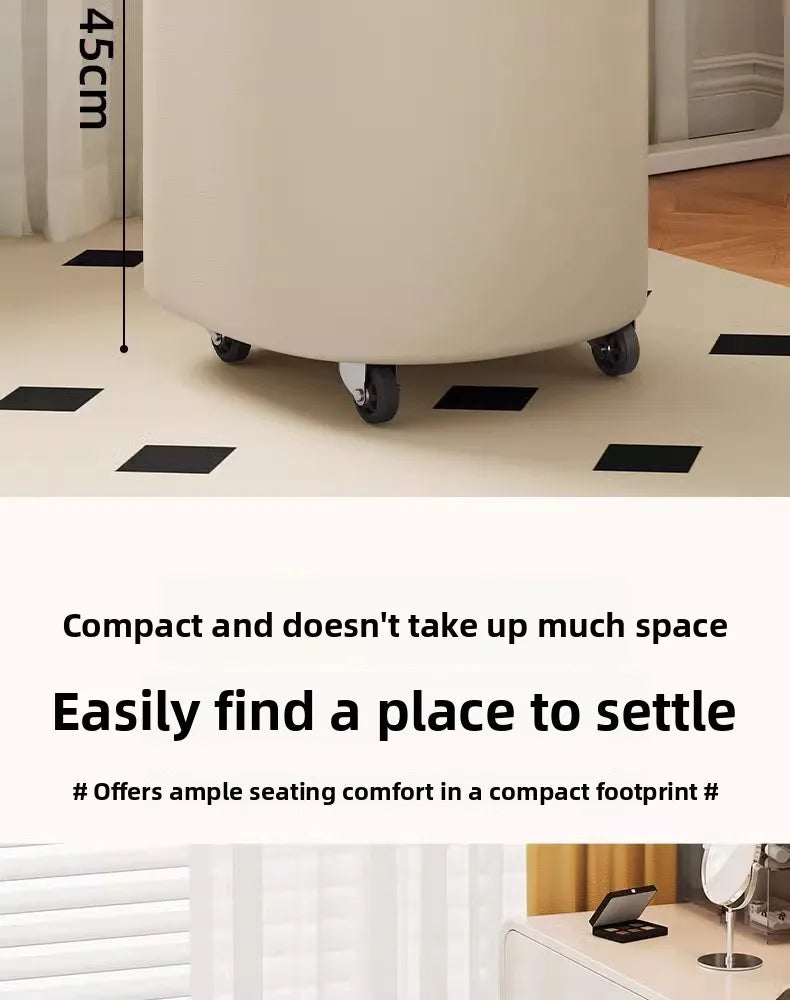 Storage Vanity Stool with Wheels