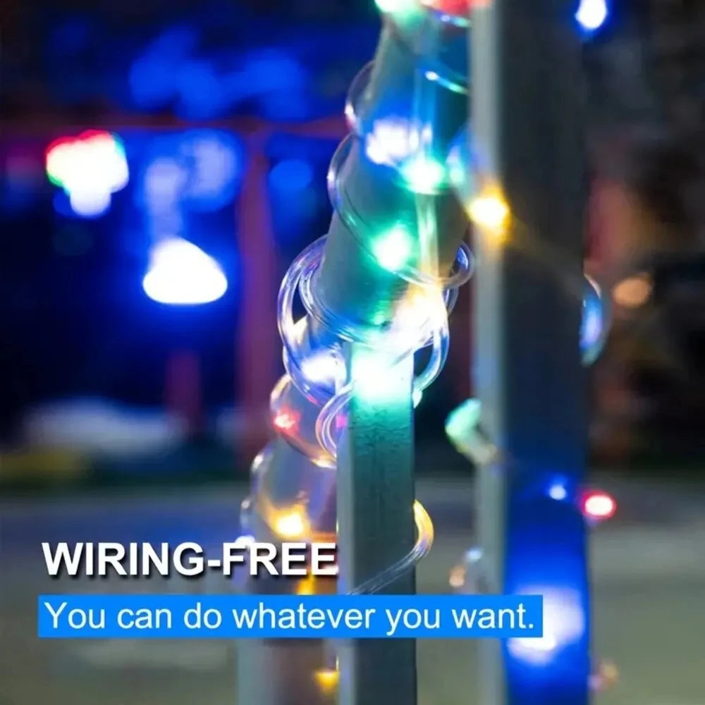 Outdoor Solar Tube Rope Led Light Garden Christmas Decoration Fairy String Light 32m/22M/12M/7M Outdoor Wedding Party Led Lamp