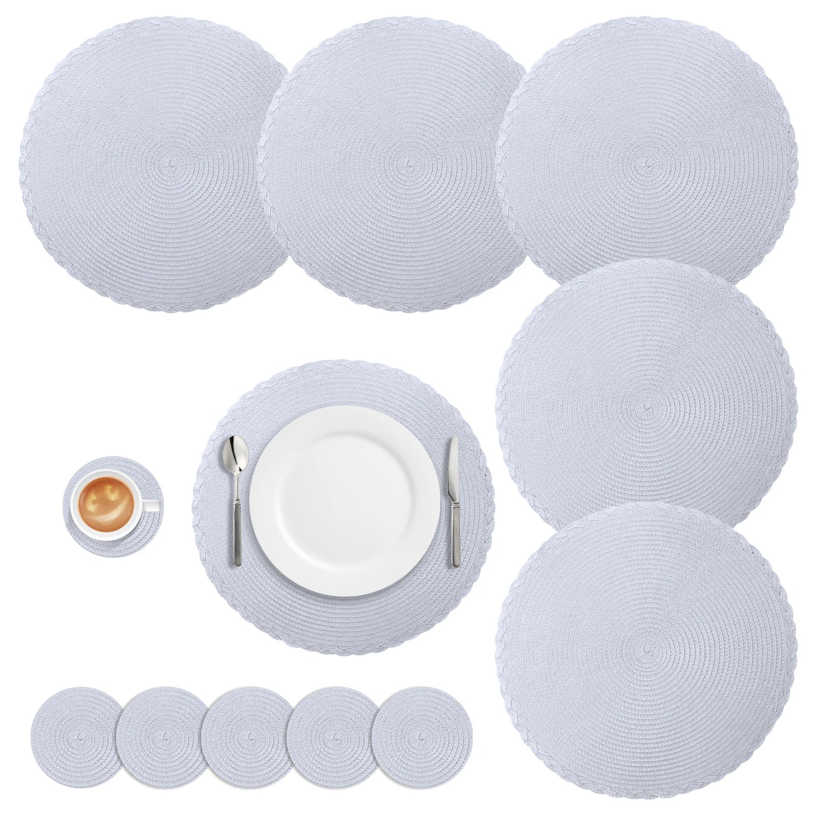 Braided Round Placemat and Coaster Set