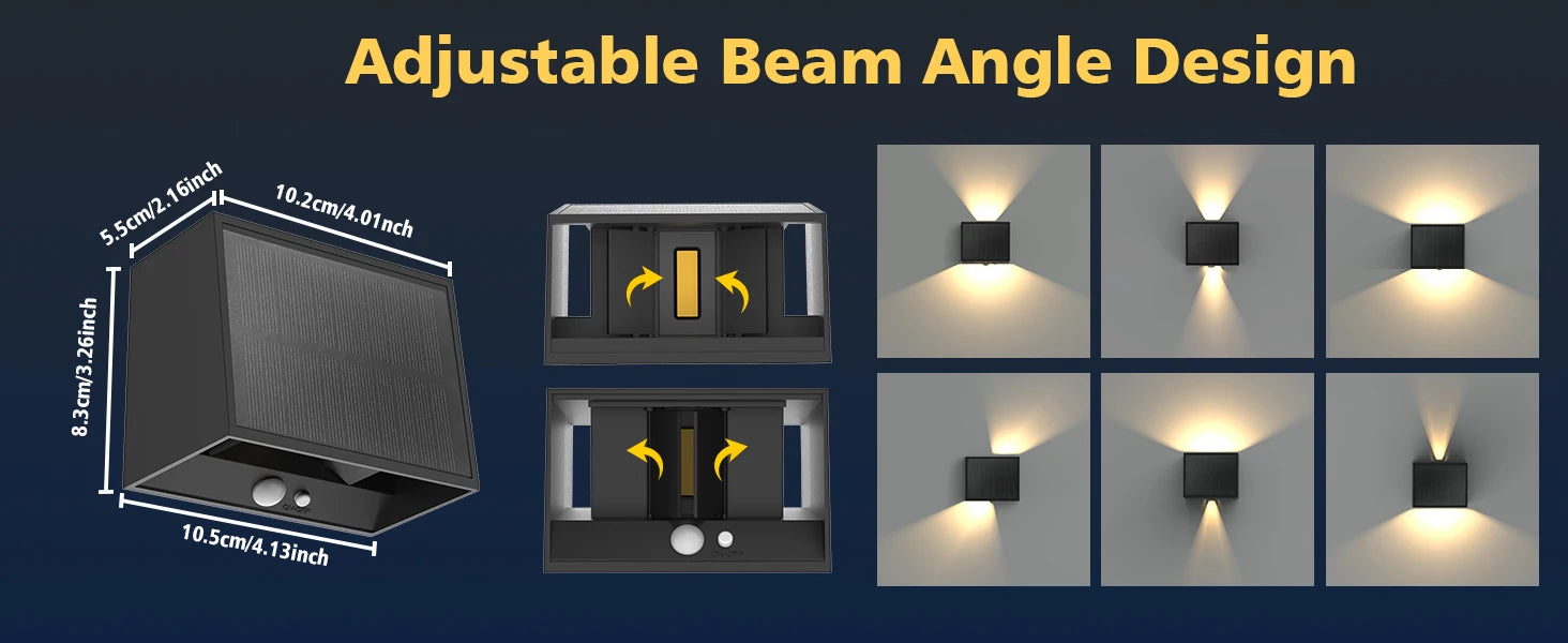 Solar LED Wall Light Outdoor, Dusk to Dawn Motion Sensor Solar Lantern
