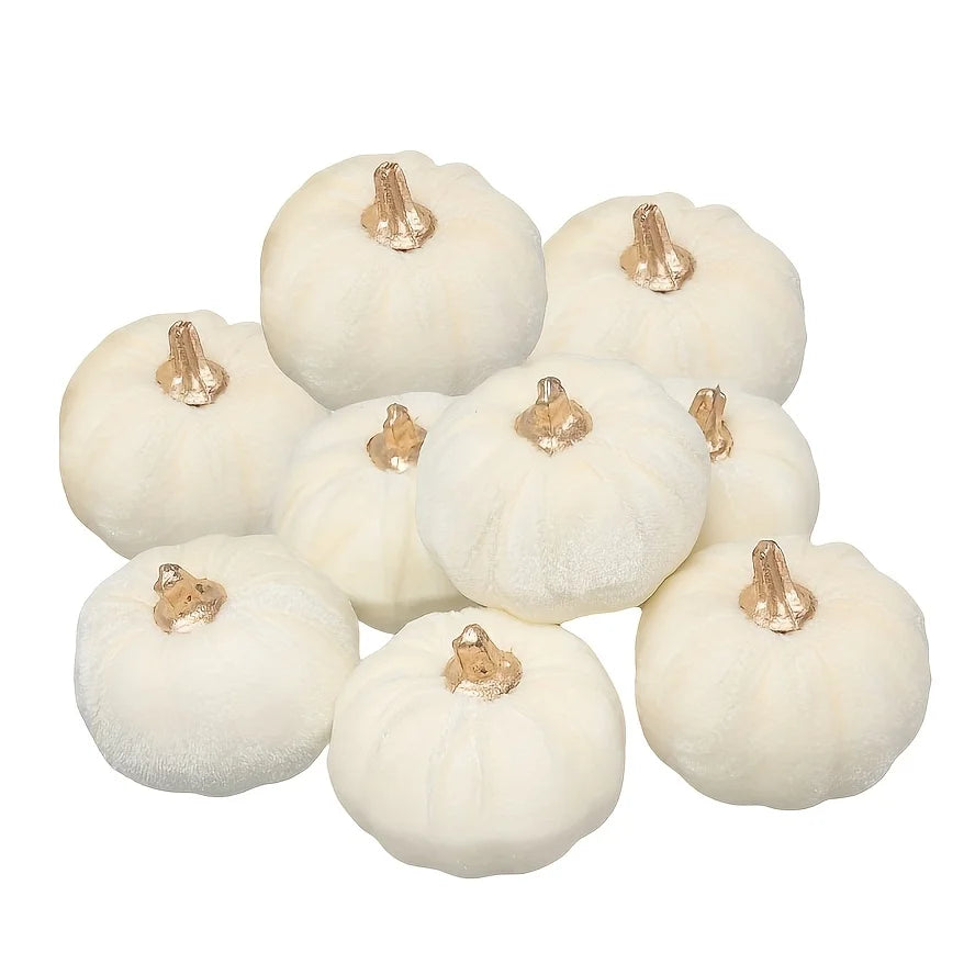 White Artificial Pumpkins, Set of 6