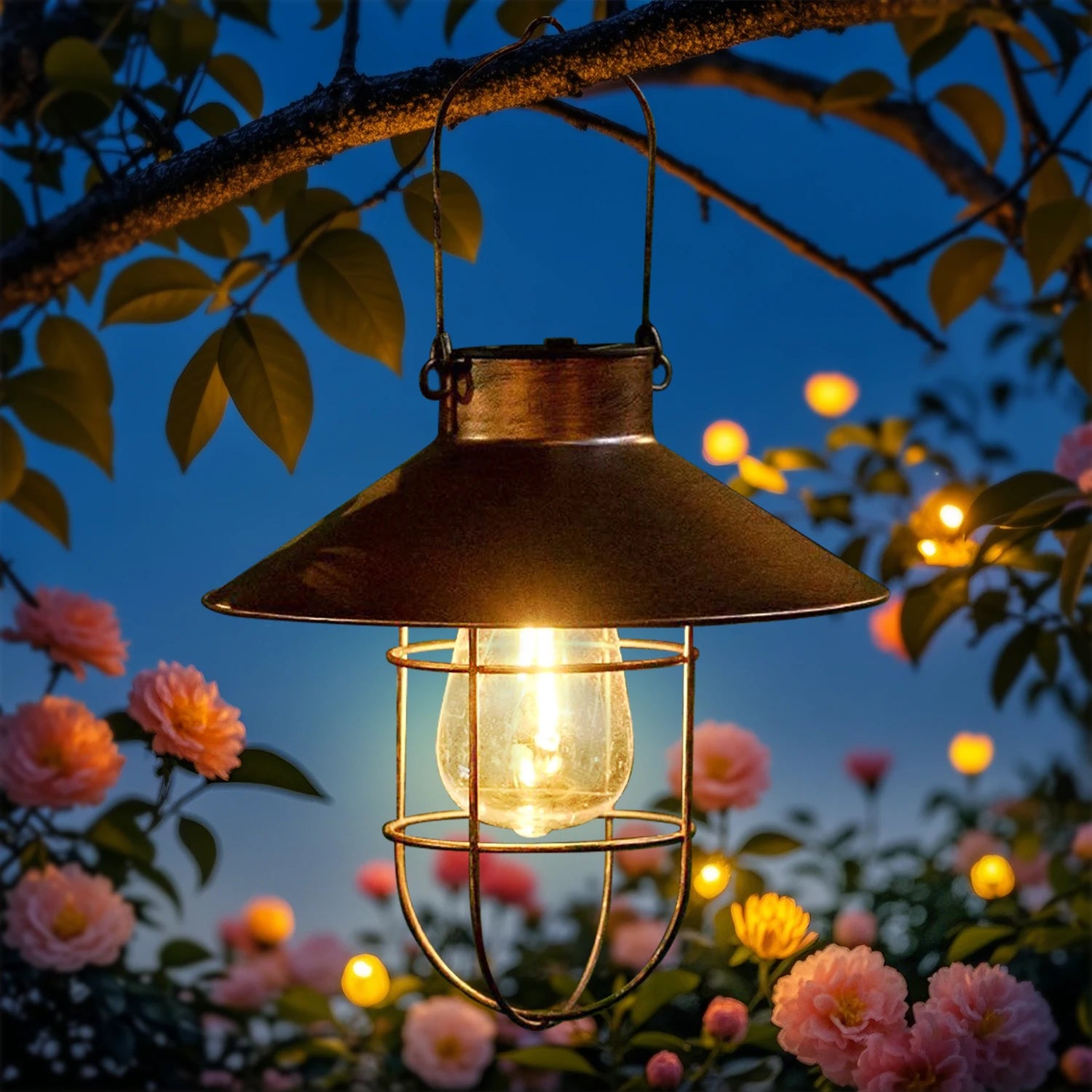1PC Solar Iron Chandelier - Outdoor Courtyard Garden Art Lamp