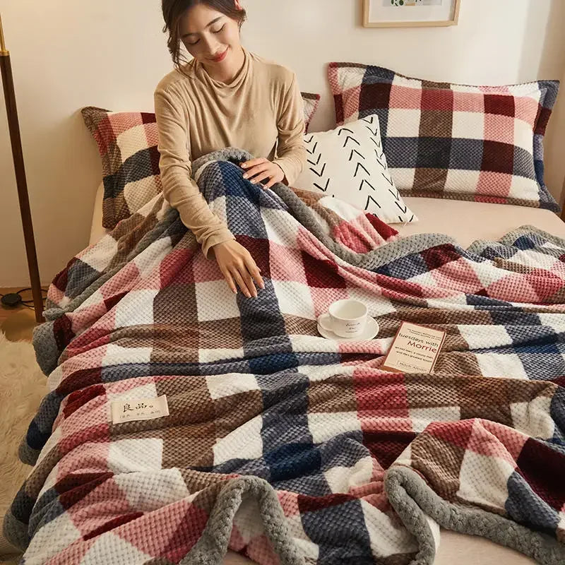 Knit Blanket Throw Soft Chenille Yarn Knitted Blanket Machine