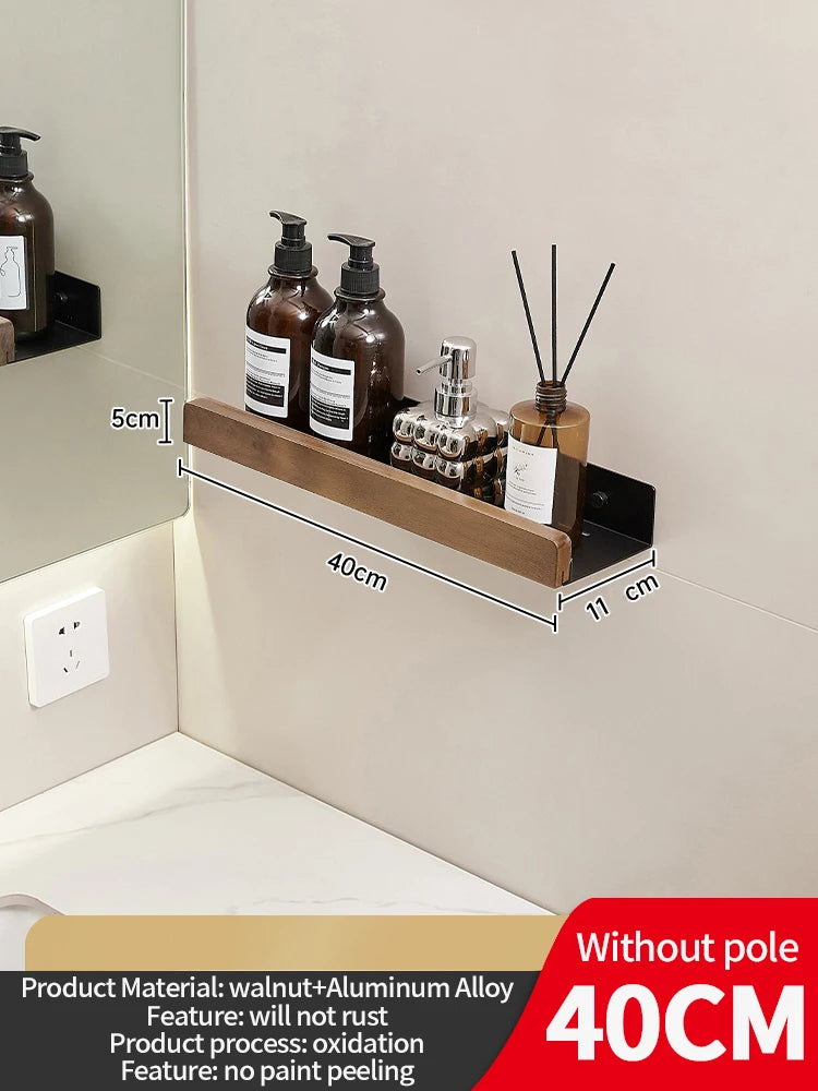 Wood and Aluminum Floating Bathroom Shelf