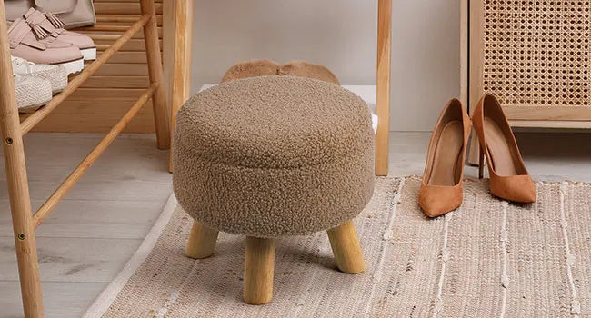 Nordic Boucle Ottoman Footstool with Storage