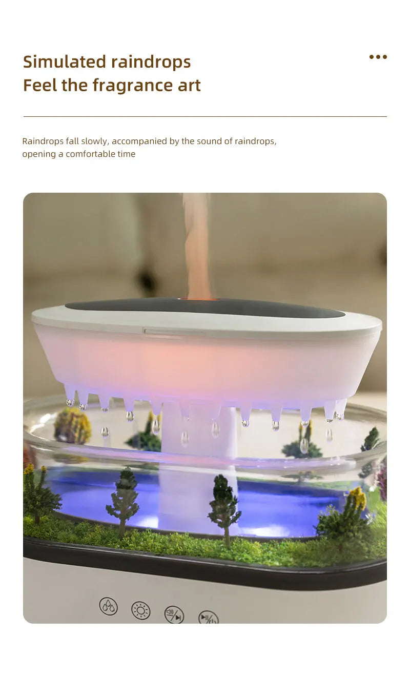 Aroma Humidifier Raindrop Air Humidifier Colorful Light White Noise