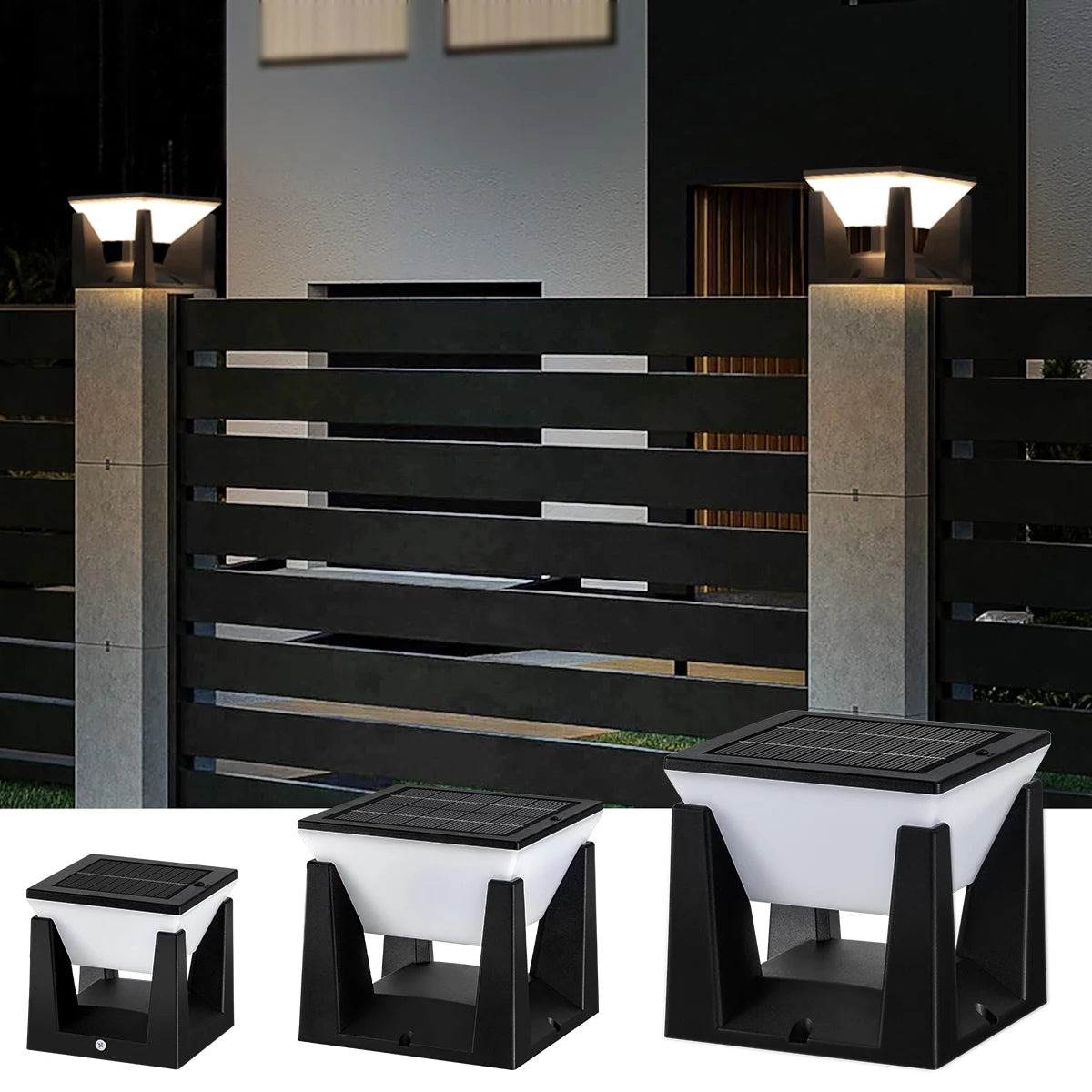 Outdoor Solar Post Light Solar Pillar Lights Modern LED Fence Deck Cap