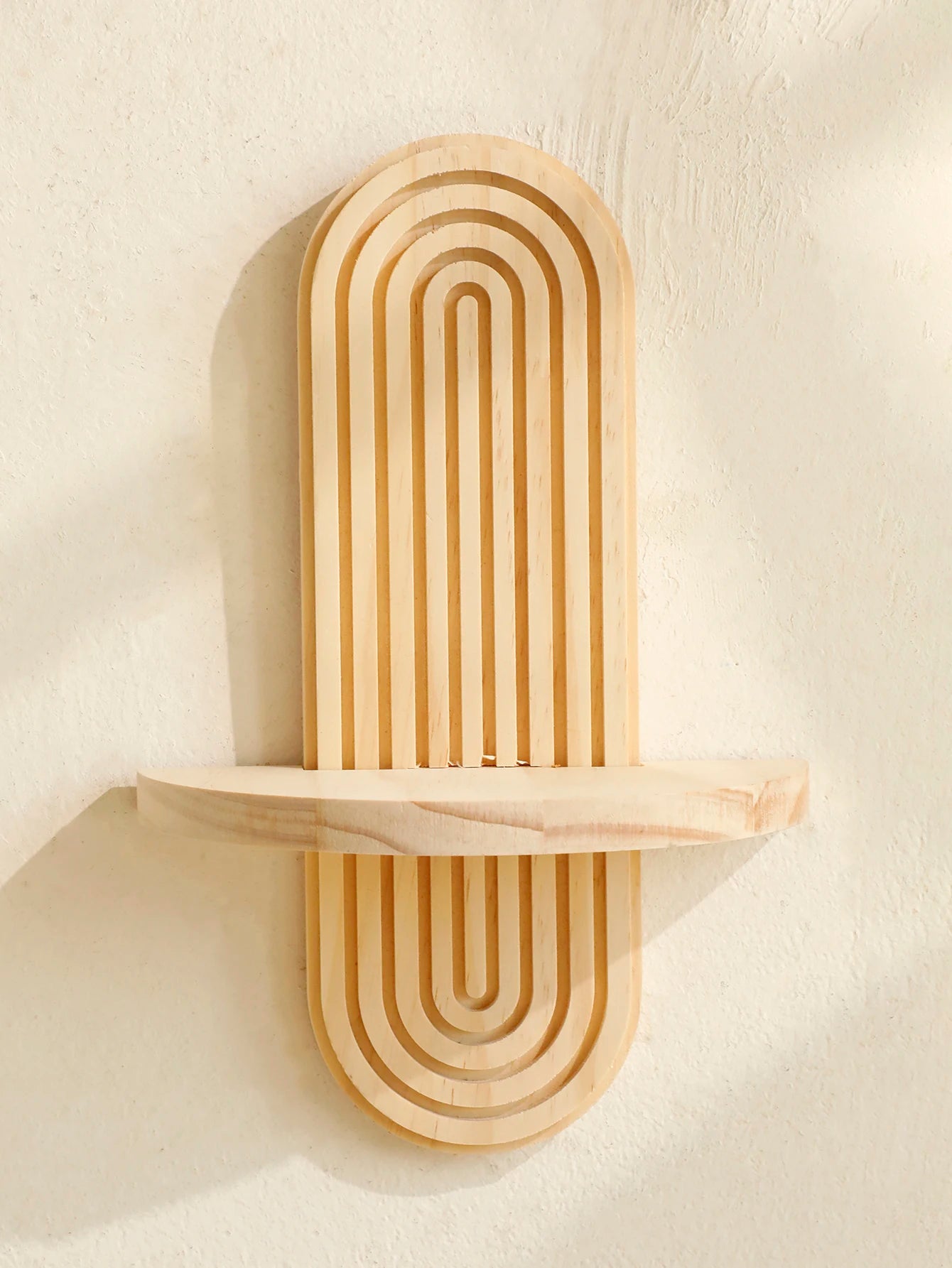 Boho Geometric Wooden Wall Shelf