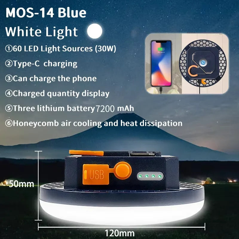 MOSLIGHTING 7200Mah LED Tent Light Rechargeable Lantern Portable