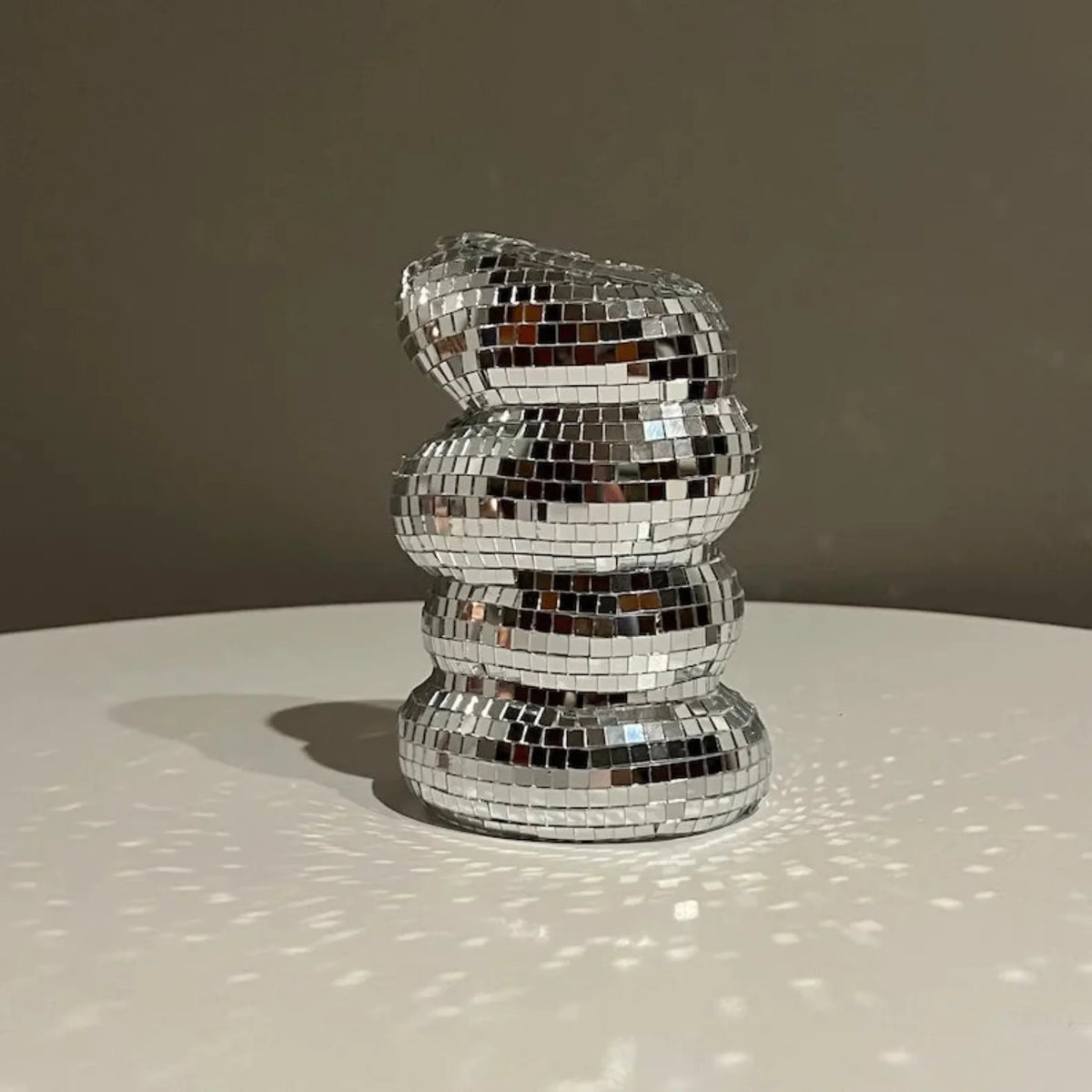Mirrored Disco Ball Mini Vase, Silver Glass Bud Vase
