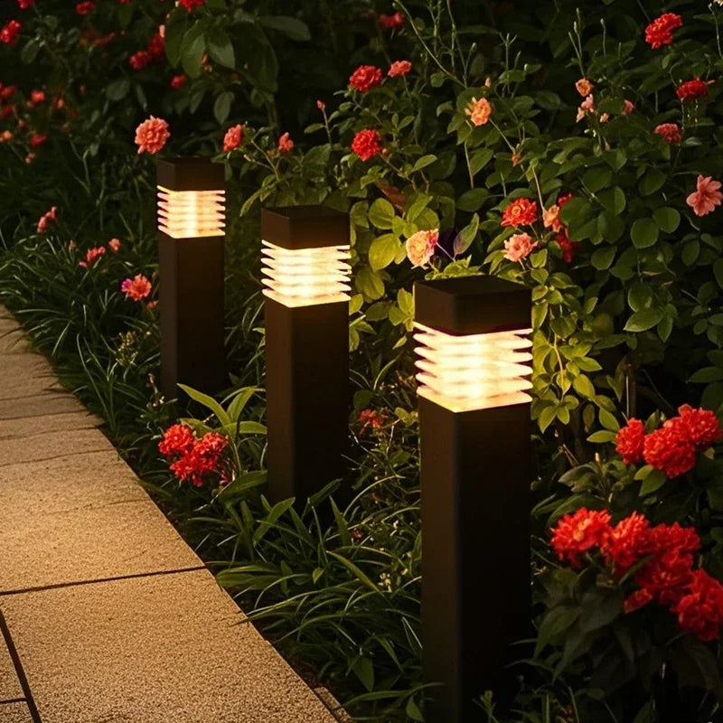 Square Solar Ground Lantern for Garden Pathways