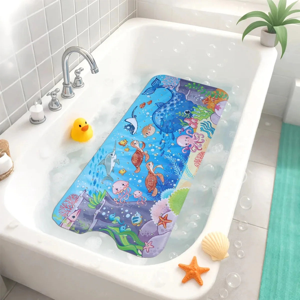 1pc Cartoon Extra Long Bathtub Mat 40x100cm Non Slip Bath Mat